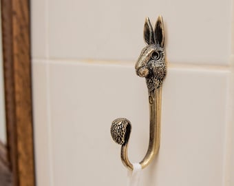 Brass Rabbit Wall Hook: Decorative Coat, Bag & Towel Hanger