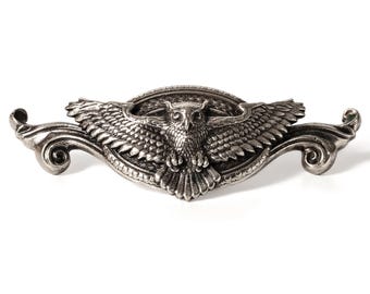 Owl Cabinet Pull Neusilber German Silver Furniture Handle Decorative Drawer Hardware Woodland Bird Vintage Decor.
