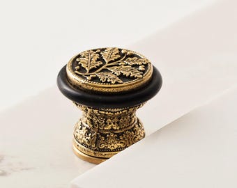 Solid Brass Floor Door Stop Oak Branch Acorn Decorative Botanical Architectural Hardware TUTURA Doorstop.