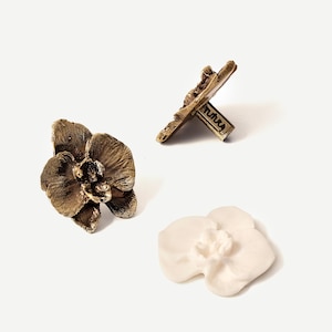 Lådhandtag i mässing, orkidéblomma, skåpbeslag