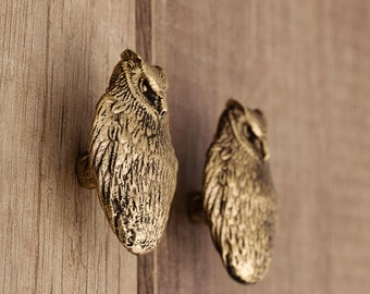 Brass Owl Handle by TUTURA, Drawer or Cabinet Handle