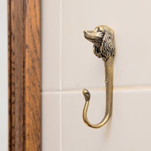 Cocker-Spaniel Wall Hook A Sturdy and Reliable Brass Hanger Shaped Like a Cocker Spaniel Dog. Perfect for Hanging Towels, Clothing, Keys.