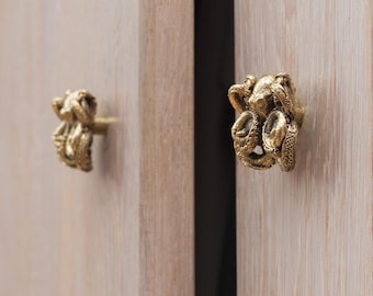 Brass Octopus Cabinet Knob: Nautical Dresser Drawer Pull