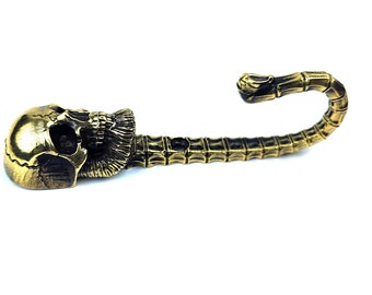 Gancho de pared de calavera barbuda de latón, decoración gótica, perchero decorativo, accesorio para el hogar hecho a mano