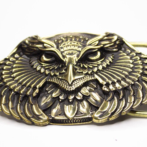 Brass buckle "OWL" Belt buckle brass. Cast brass buckle, unique belt buckle.