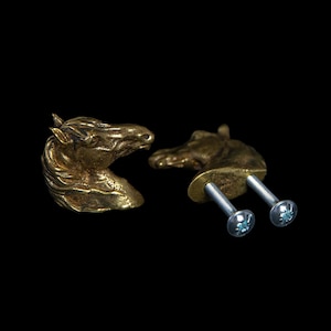 Brass Horse Cabinet Handle, Animal Drawer Pull, Equestrian Furniture Hardware.