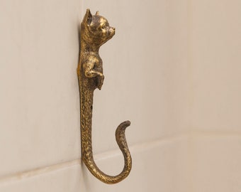 Gancho de pared de latón con forma de chihuahua, decoración de pared para perros pequeños, colgador de abrigos y llaves.