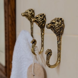 BRASS WALL HOOK Bear, Modern Wall Hook, Unique Robe Hat Coat Towel. Modern Wall Decor Hook, Solid Brass Hook.