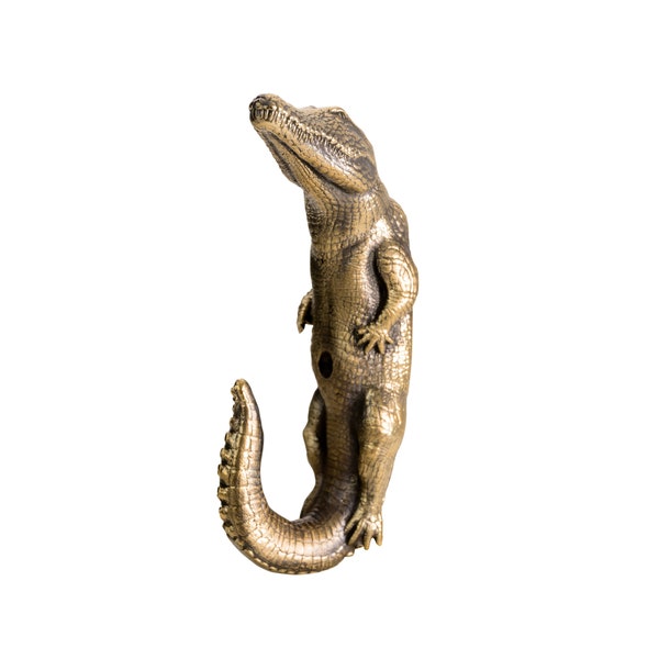 Brass wall hook, TUTURA in the form of "Crocodile", strong, massive and durable. Suitable for clothes, towels, hats, backpacks, coats.