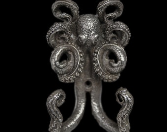 Nickel Silver Octopus Wall Hook Nautical Tentacle Decor Ocean Bathroom Coat Hanger