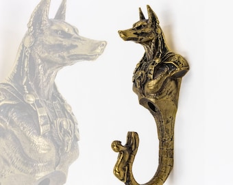 Anubis Brass Wall Hook, Egyptian Decor, Handmade Coat Hanger