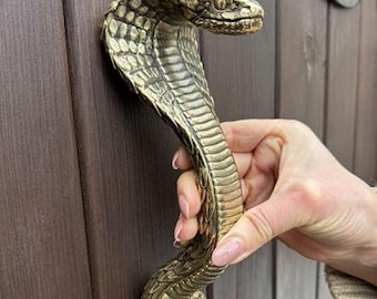 Massive Solid Brass King Cobra Door Handle – Luxury Statement Snake Pull.