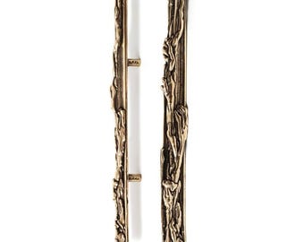 Wax Drift Brass Pull Handle Organic Textured Cabinet Hardware Sculptural Modern Furniture Decor.