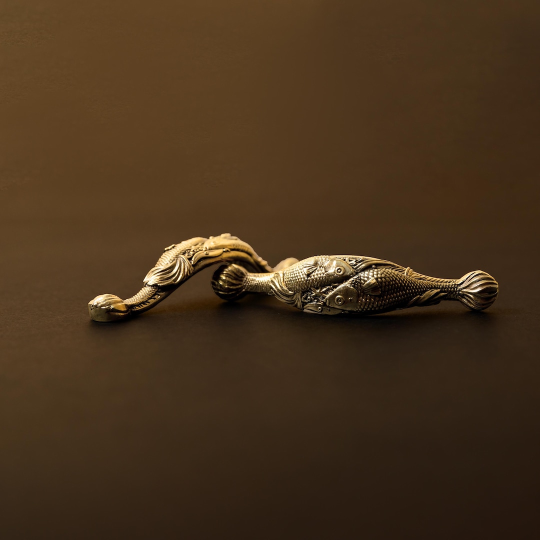 Solid Brass Fish Drawer Pull: Nautical Cabinet Handle, Handmade - Etsy