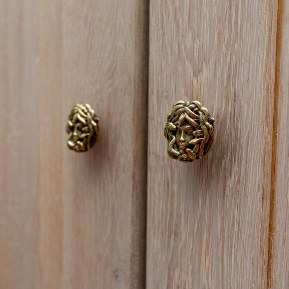 Brass Medusa Gorgon Handle: Cabinet, Drawer, Furniture