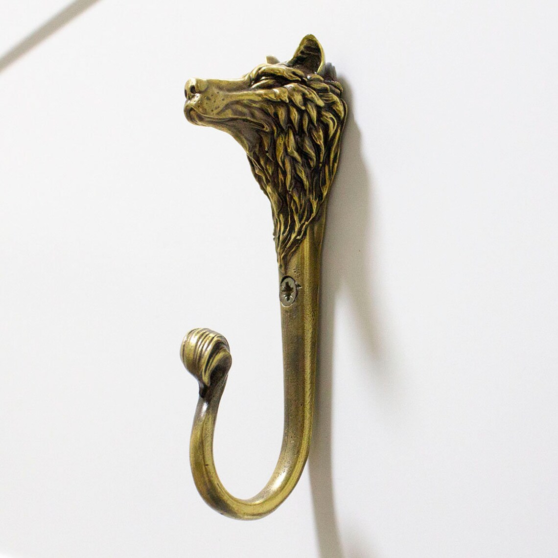 Decorative Hooks Brass hook in the form of a wolf's head Etsy