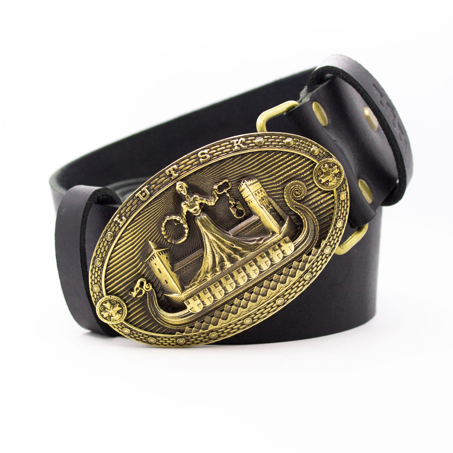 Brass buckle &leather belt Keeper Lutsk leather Etsy