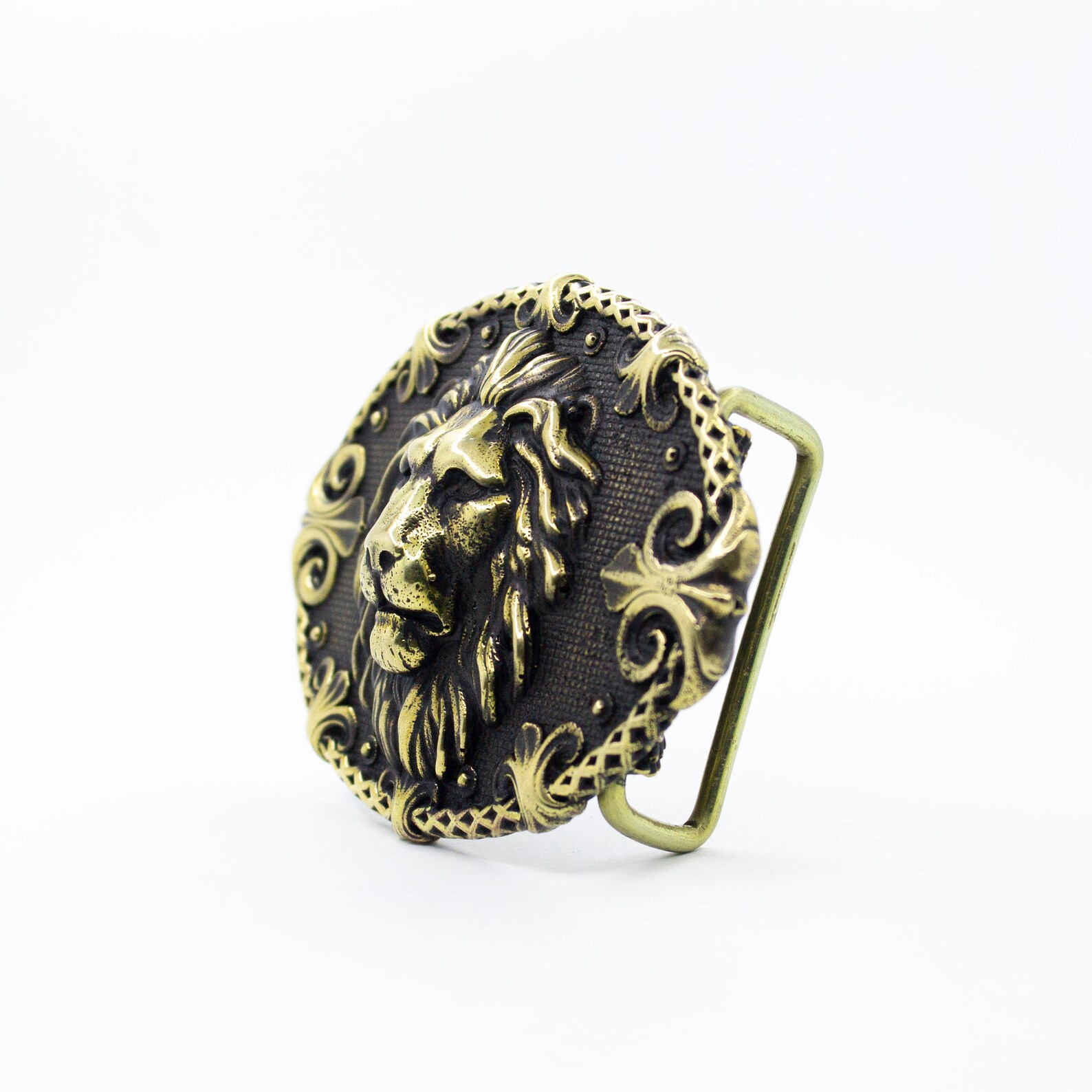 Belt Buckle Lion Handmade Animal Male Lion Head Solid Brass Etsy