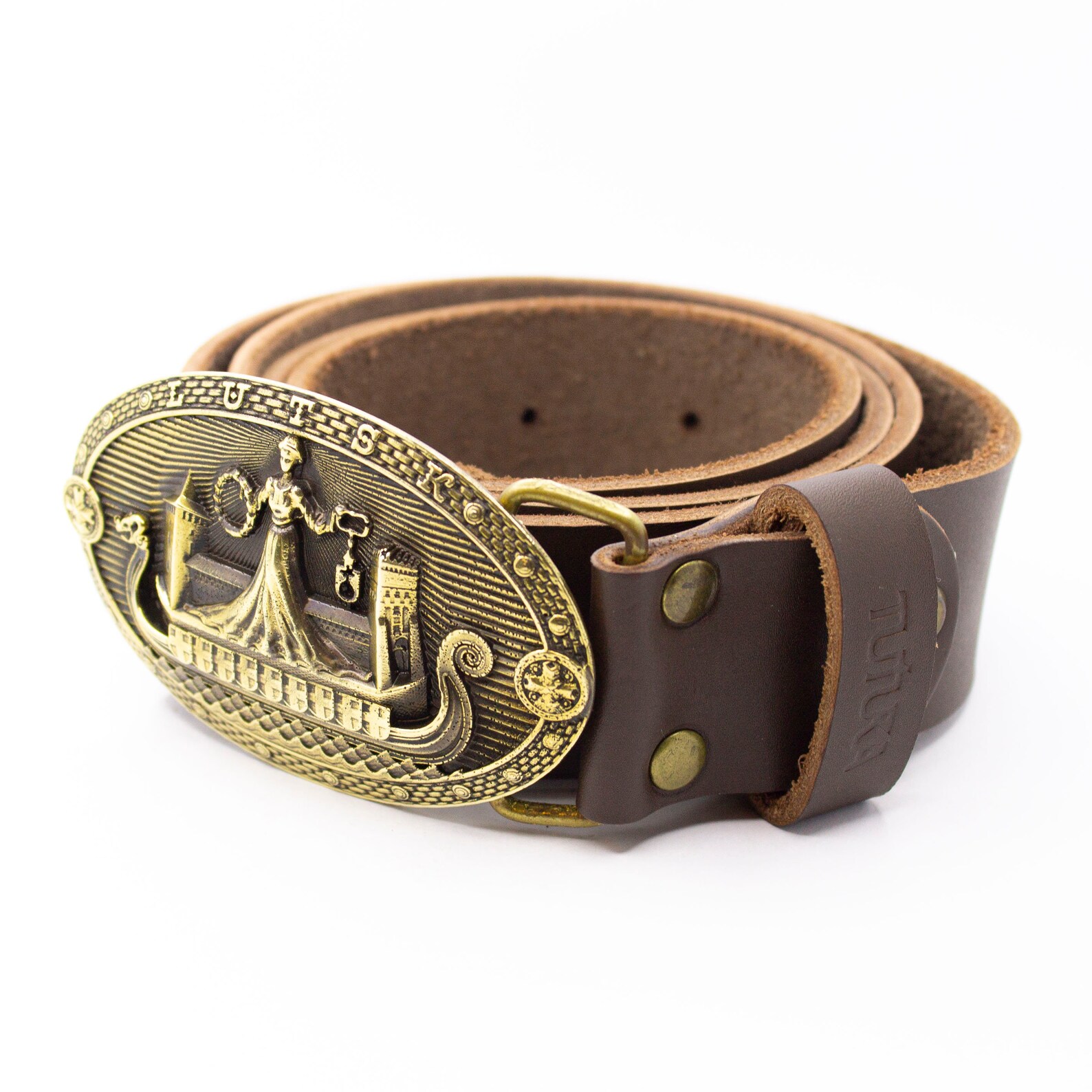 Brass buckle &leather belt Keeper Lutsk leather Etsy