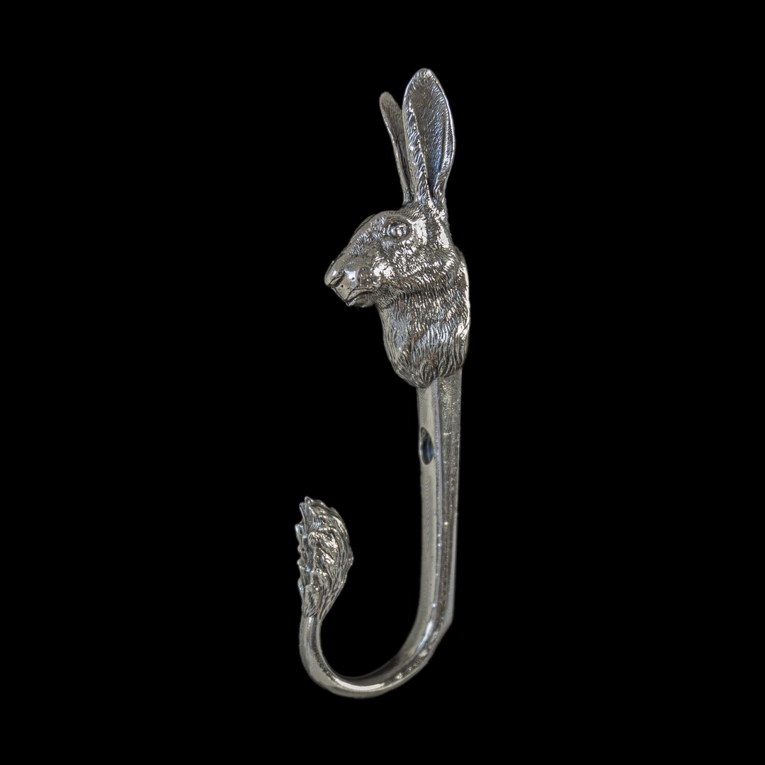 Rabbit Wall Hook in Nickel Silver for Whimsical Home Decor, Animal Coat ...