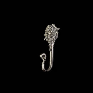 Medusa Gorgon Wall Hook: Mythological Snake Coat Hanger German silver