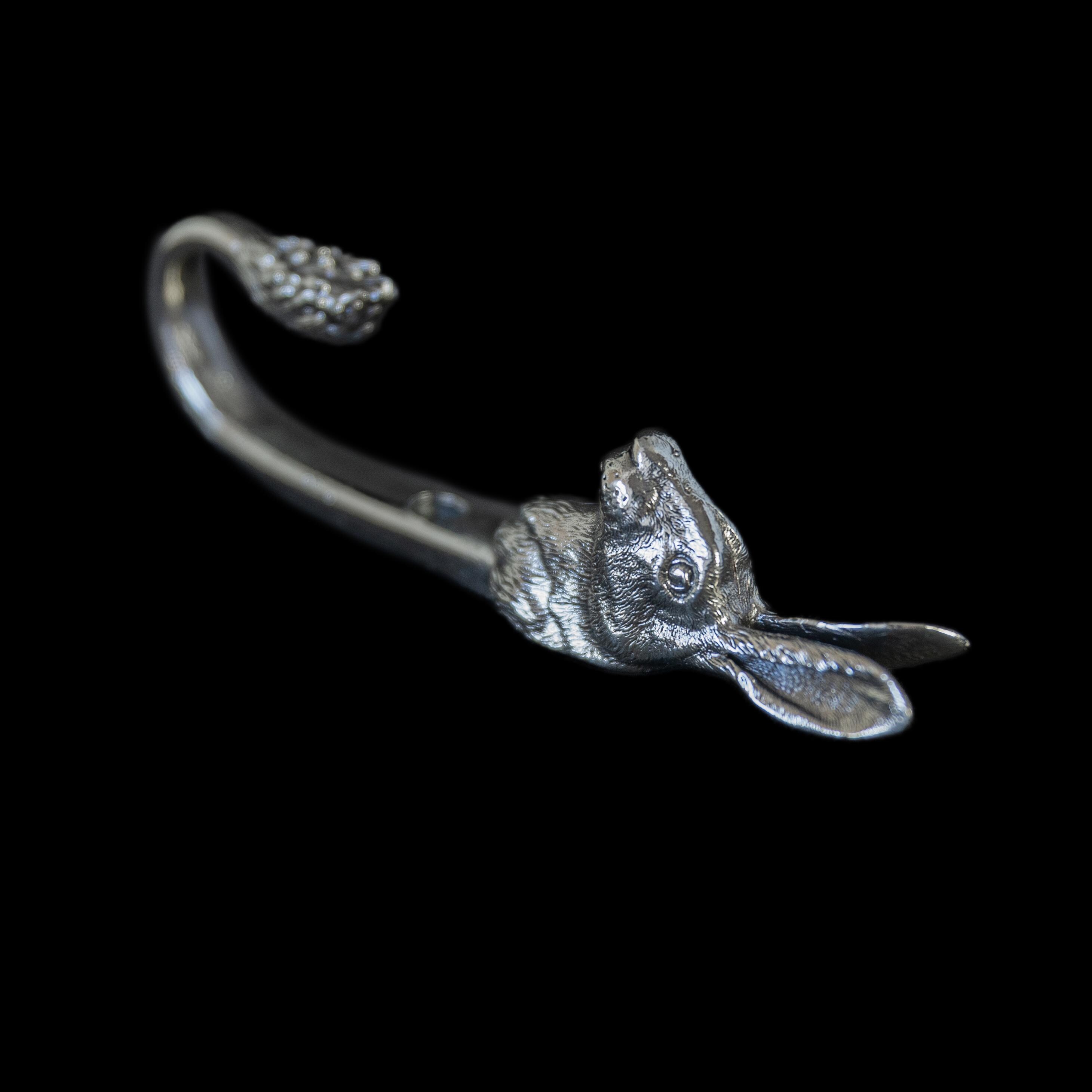 Rabbit Wall Hook in Nickel Silver for Whimsical Home Decor, Animal Coat ...