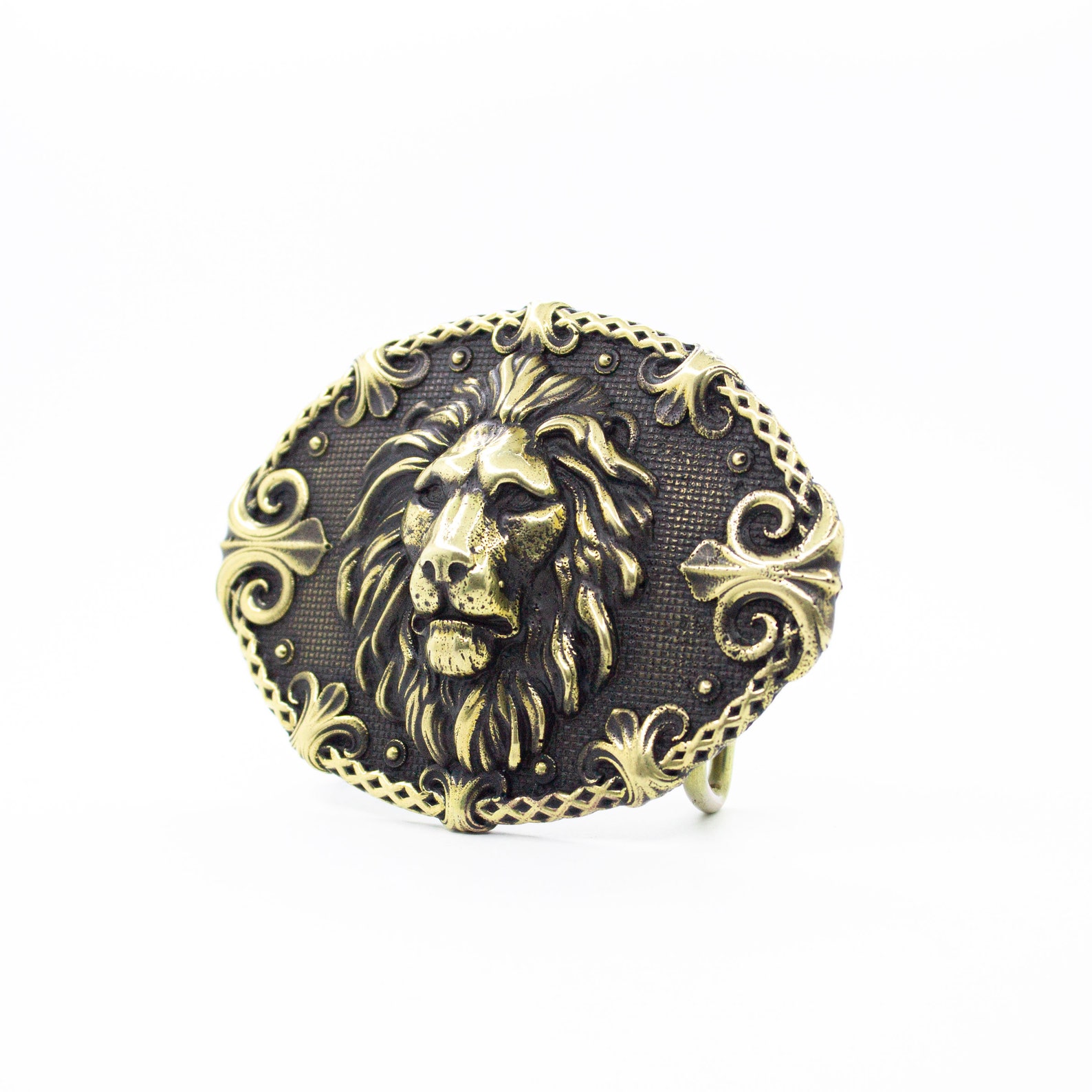 Belt Buckle Lion Handmade Animal Male Lion Head Solid Brass Etsy