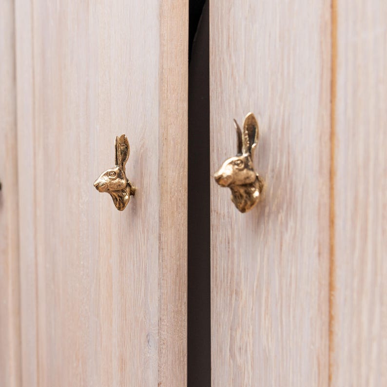 Brass Rabbit Furniture Handle – Unique Animal Cabinet Knob for Drawers, Cabinets, and Home Decor