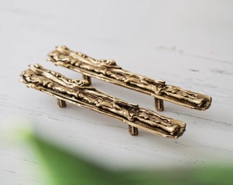 Solid Brass Door Handle Rustic Furniture Pull Inspired by Natural Wax Sculpture Handmade Heavy Decorative.