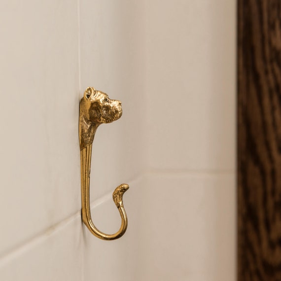 Cane Corso Brass Wall Hook, Dog Leash Hanger