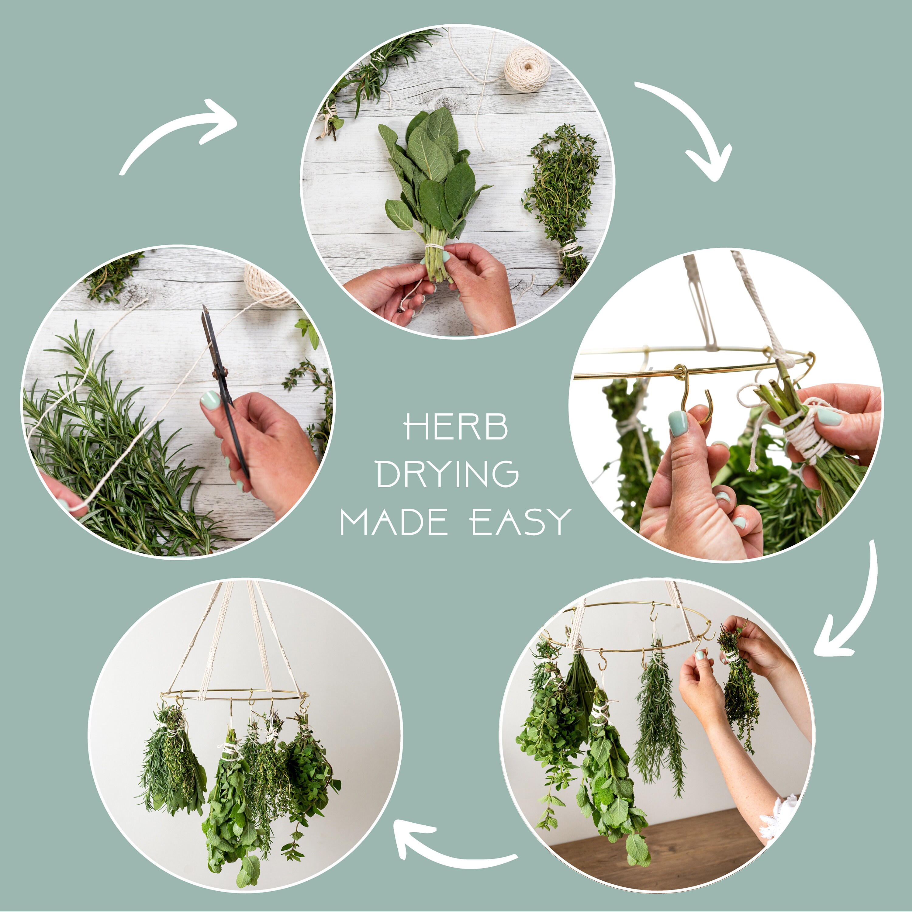 Herb Drying Rack Handmade Boho Macrame Hanger for Drying Herbs and