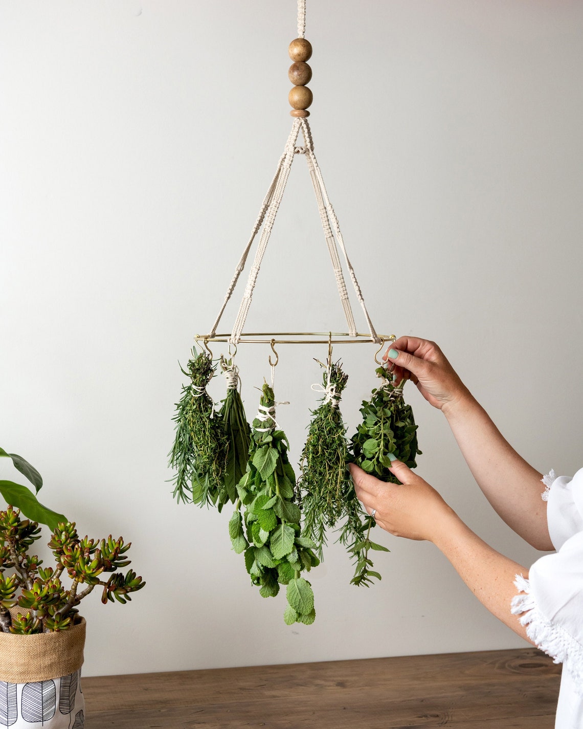 Herb Drying Rack Handmade Boho Macrame Hanger for Drying Etsy