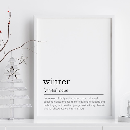 Winter Definition Art Dictionary Print Winter Poster Winter Etsy