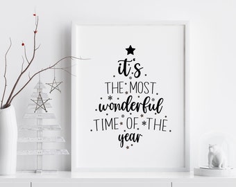 Its The Most Wonderful Time Of The Year Print, Christmas Printable Wall Art, Holiday Decor, Christmas Quote Art, Christmas Digital Download