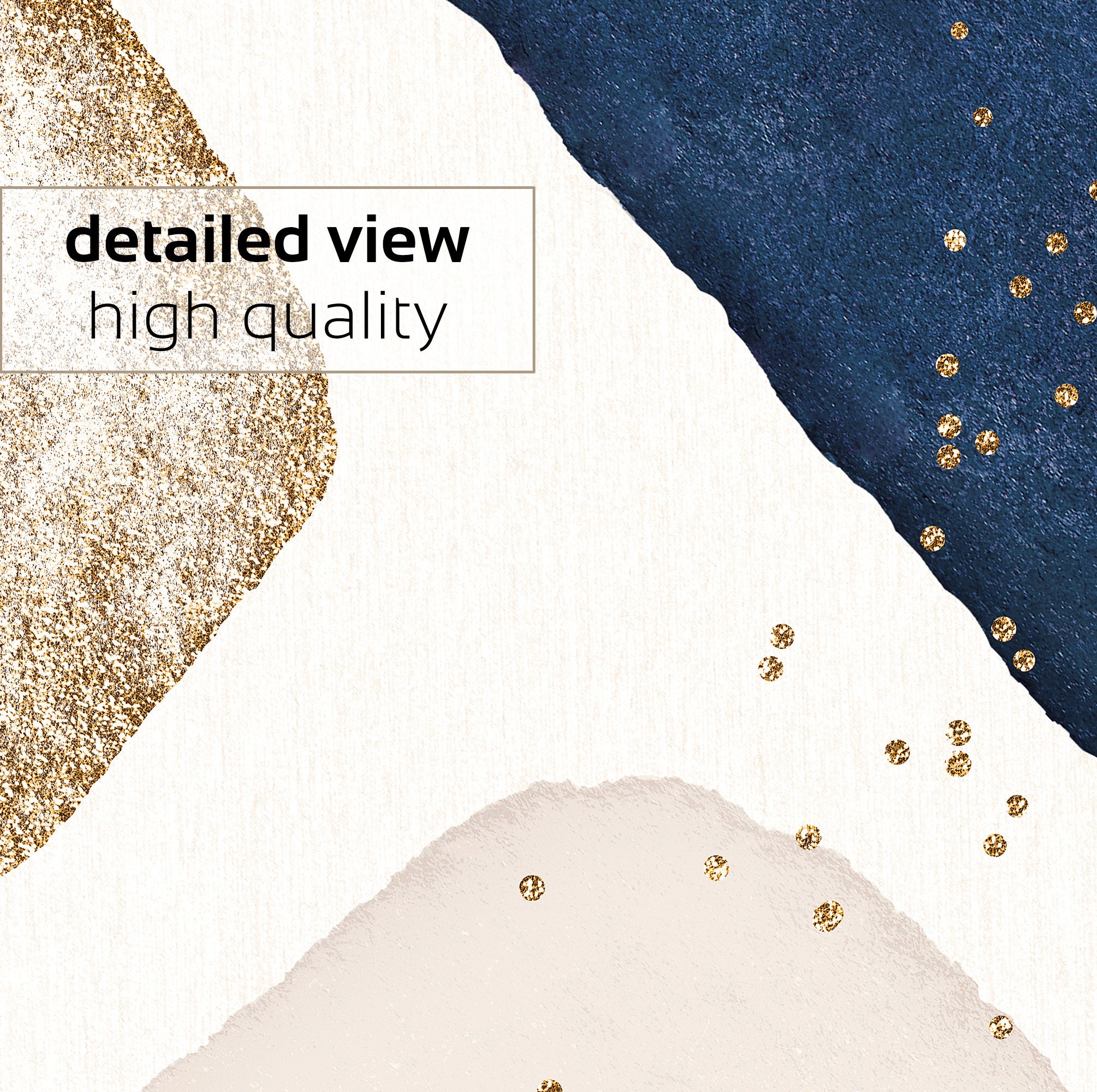 Navy Gold Wall Art Set of 3 Prints Abstract Modern Art Etsy