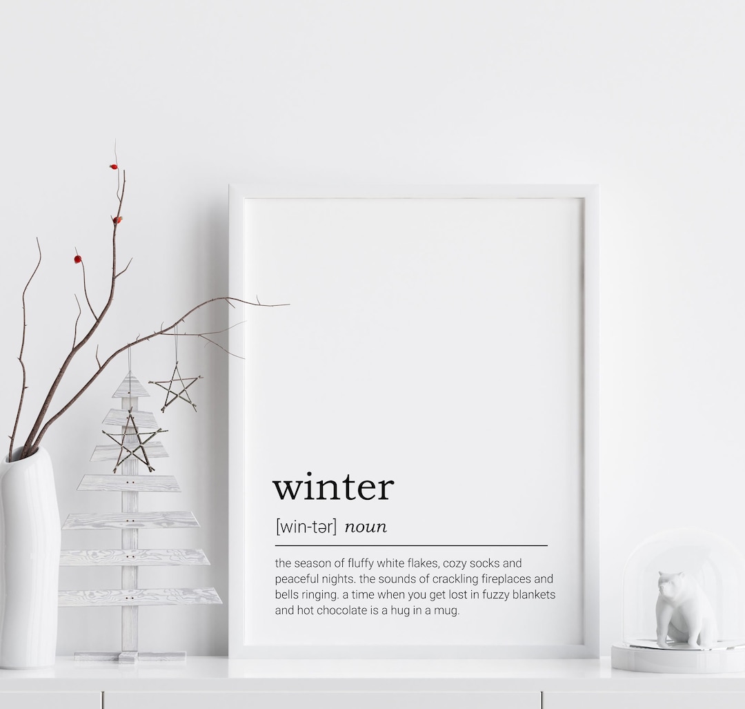 Winter Definition Art, Dictionary Print, Winter Poster, Winter Quote