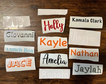 Name decal sticker, HTV Decal, Vinyl Decal, Name labels, Name tags, custom name decal, personalized name tags, Iron on name decal,