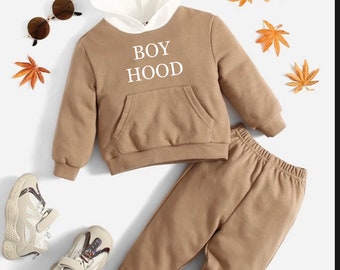 Boyhood sweatshirt, Boys Sweatsuit, Boys Hoodie, BoyHood, Camel Hoodie, Toddler Sweatsuit, Kids Personalized Sweatsuit