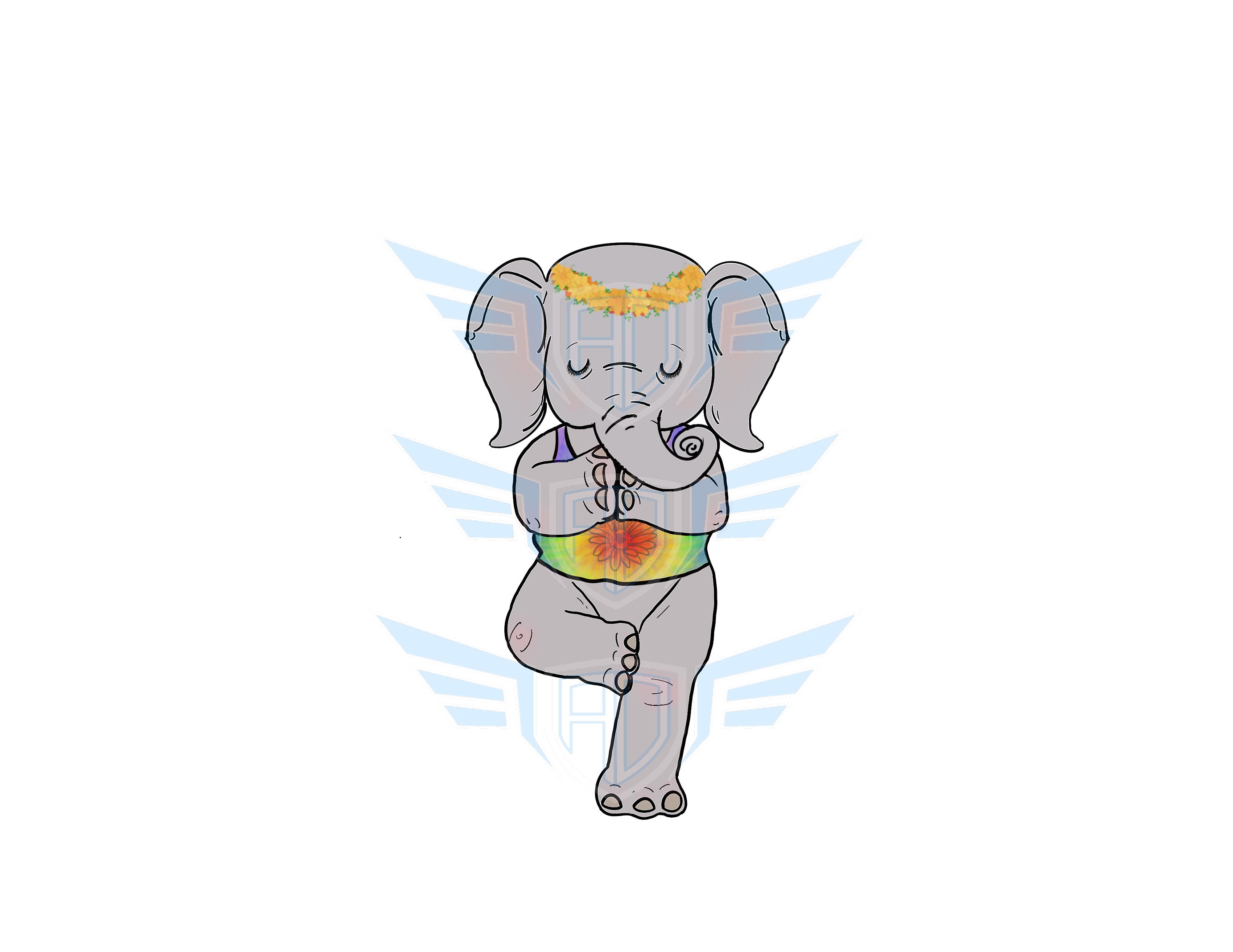 Elephant doing yoga digital download sublimation design Etsy