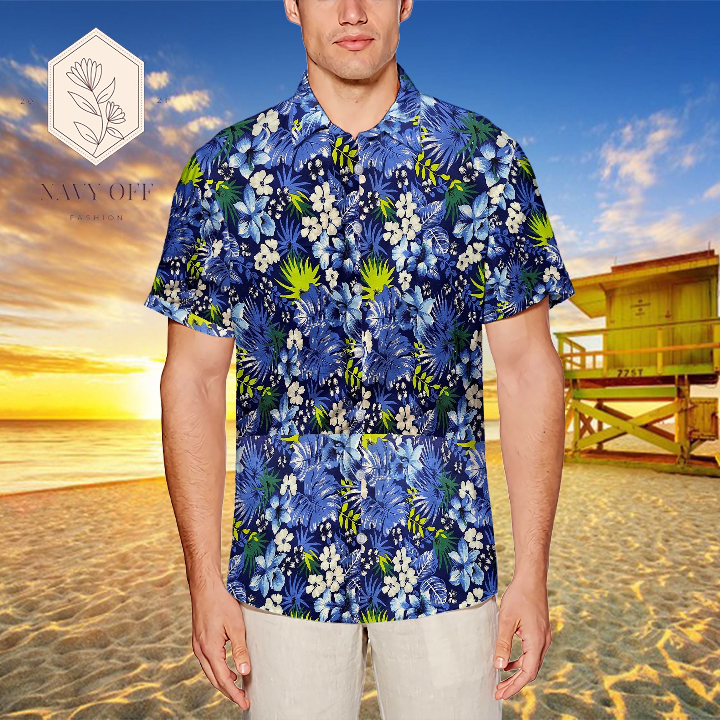 Aloha hawaii shirt blue hawaii shirt Vintage blue Hawaiian | Etsy