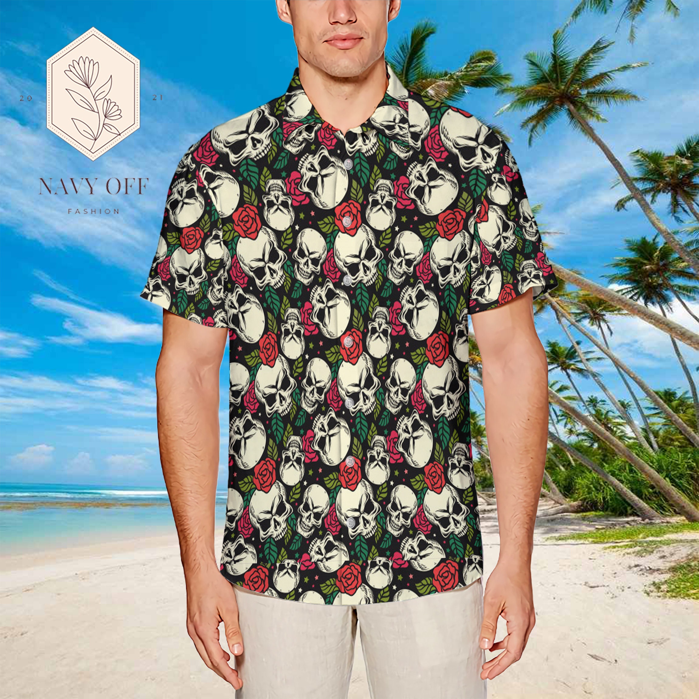 Skull and rose Hawaii shirt secret forest shirt Hawaiian | Etsy