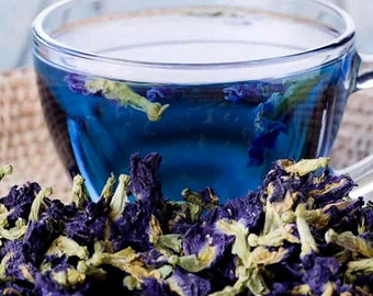 100% Organic Dried Butterfly Pea Flower Tea Clitoria ternatea Herbal Tea/ Pure Organic Natural Herbal Blue Drink/ NON_GMO Herbal Blue Tea