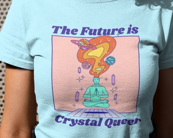 Crystal Queer future | lgbtqia plus pride shirt | 70s style gay tee | Pastel lgbt | cool homosexual futuristic graphic t-shirt