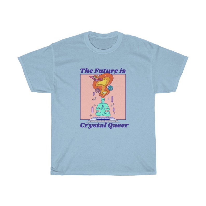 Crystal Queer future lgbtqia plus pride shirt 70s style gay tee Pastel lgbt cool homosexual futuristic graphic t-shirt image 5
