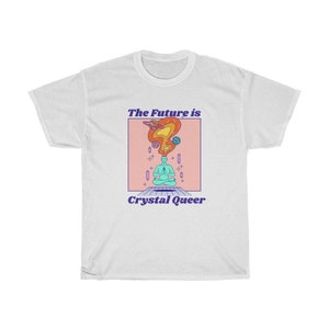 Crystal Queer future lgbtqia plus pride shirt 70s style gay tee Pastel lgbt cool homosexual futuristic graphic t-shirt image 3
