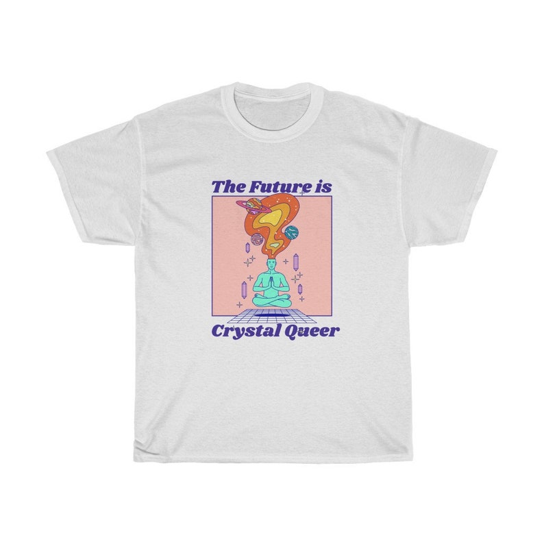 Crystal Queer future lgbtqia plus pride shirt 70s style gay tee Pastel lgbt cool homosexual futuristic graphic t-shirt image 3