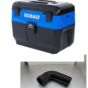 May include: A black and blue cordless vacuum cleaner with a 24V MAX battery and a black hose attachment.