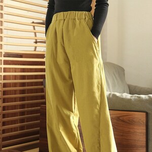 Winter Linen Cotton Thick Pants for Women, quilted pants 203719b
