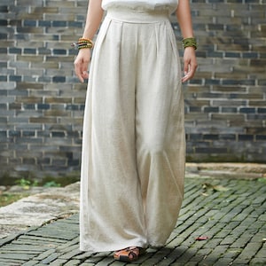 linen pants women, pants linen women, women linen pants, Wide Leg pants, pants linen, linen Culottes 130521a