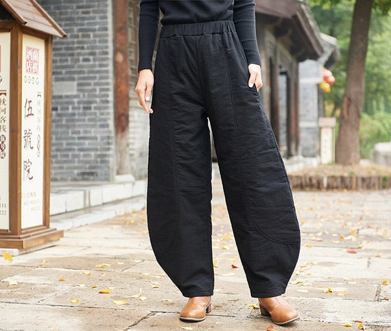 Pantalones gruesos de algod n de lino de invierno para mujer
